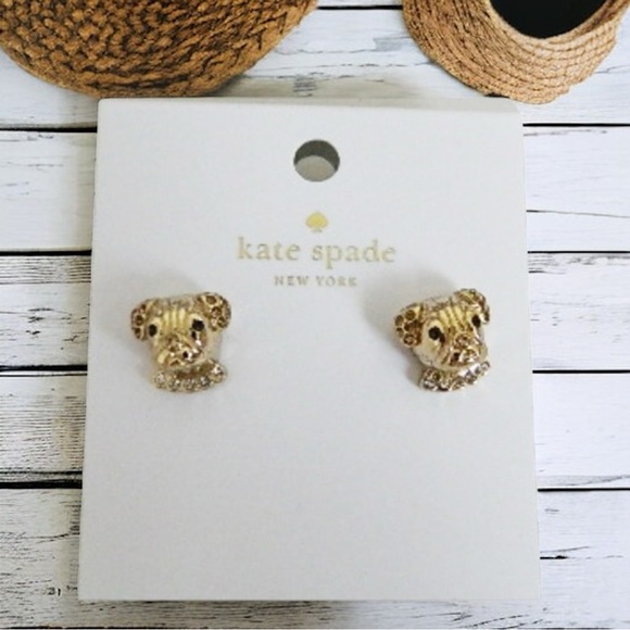 kate spade Jewelry - NEW Kate Spade Puppy Gold Plate Stud Earrings